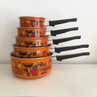 5x Eten decor steelpannen