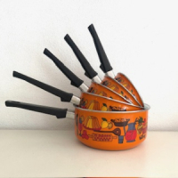 5x Eten decor steelpannen