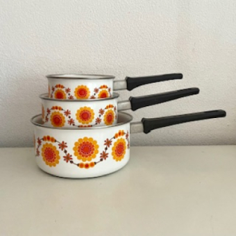 Orange flowers saucepans 