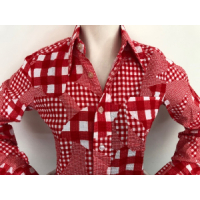 Bloemen ruitjes blouse - rood