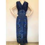 Blauwe 70s avond jurk