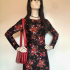 Red 70s flowers dress