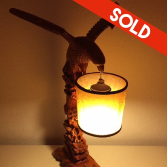 Wooden bird lamp - handmade