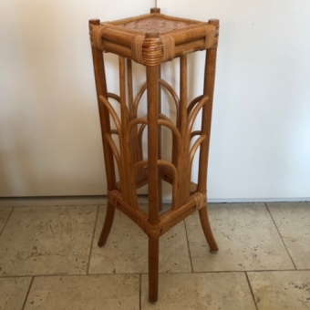 Bamboo rattan plant table - small
