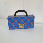 Cassette storage box blue checked