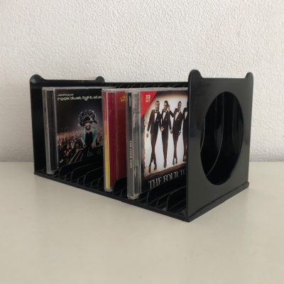 Black plastic CD rack