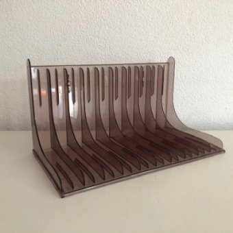 Brown plastic CD racks