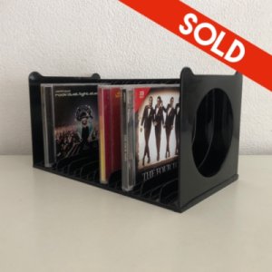 Black plastic CD rack