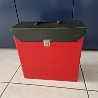 Rood met zwart LP platenkoffer 